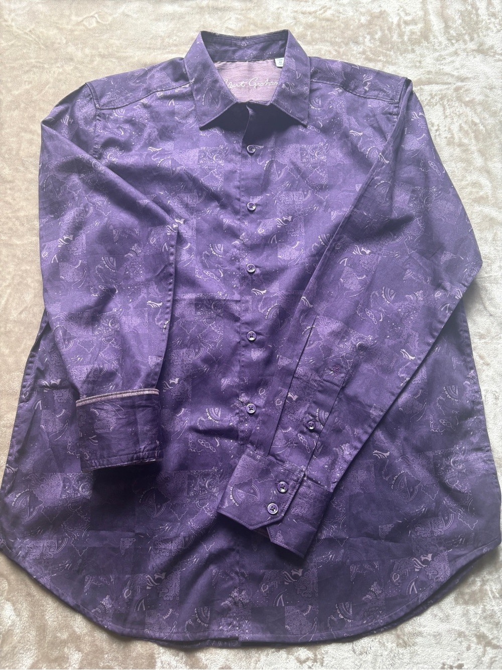 NWOT Robert Graham Purple Paisley-Print Long Sleeve Button-Up Shirt